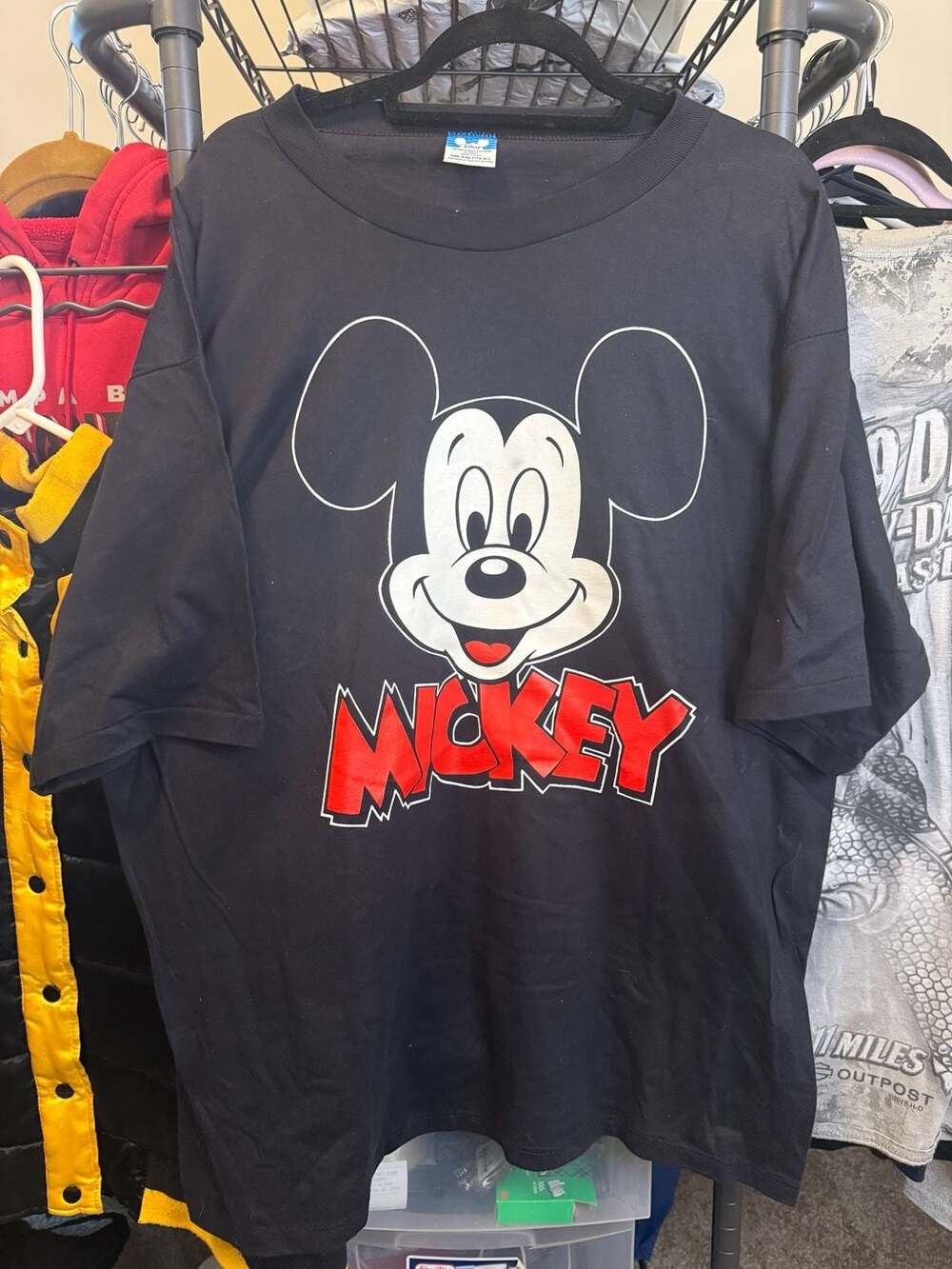 Vintage 90s Mickey Mouse T-Shirt Black Mens Sz 2XL XXL Made in USA Jerzees Brand